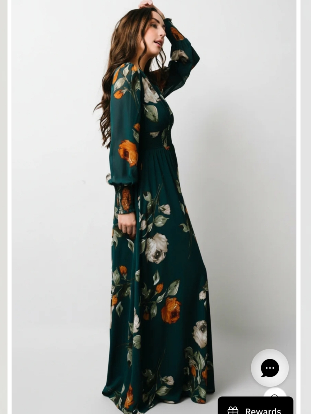 Baltic Born Teal V-Neck Dress with Floral Trim